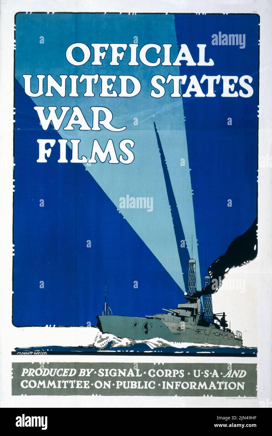 Official United States war films, Produced by Signal Corps and Committee on Public Information (1917) American World War I era poster by Horace Devitt Welsh Stock Photo
