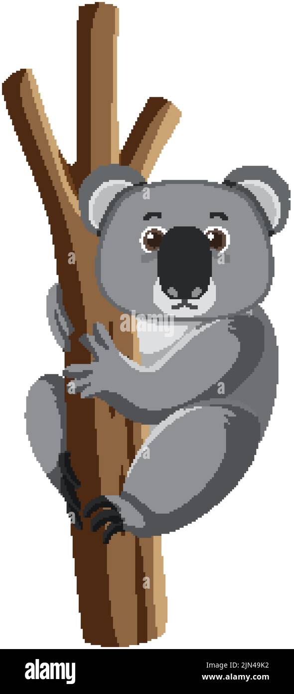 Koala climb on a tree in cartoon style illustration Stock Vector Image