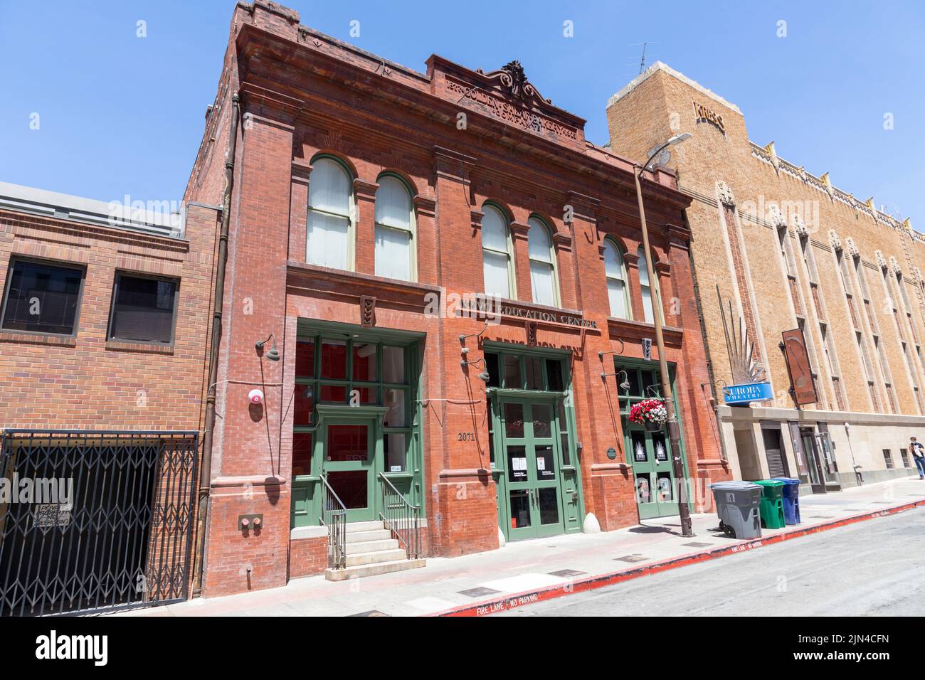 Oakland, USA - May 18, 2022: old red historic brick houses in the old town of Oakland. Stock Photo