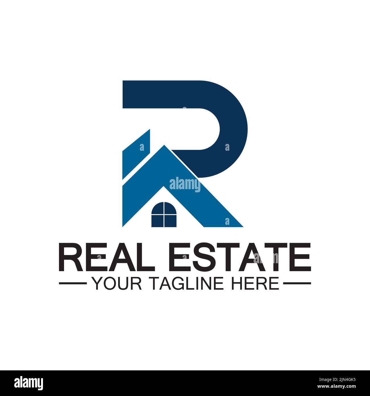 Initial letter R real estate and house logo design vector illustration