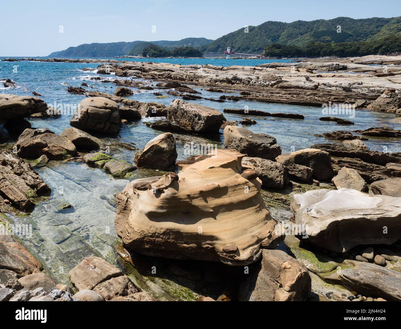 Japanese Seaside Rocks Sandstone rock formations at Tatsukushi coast - a natural scenic ...