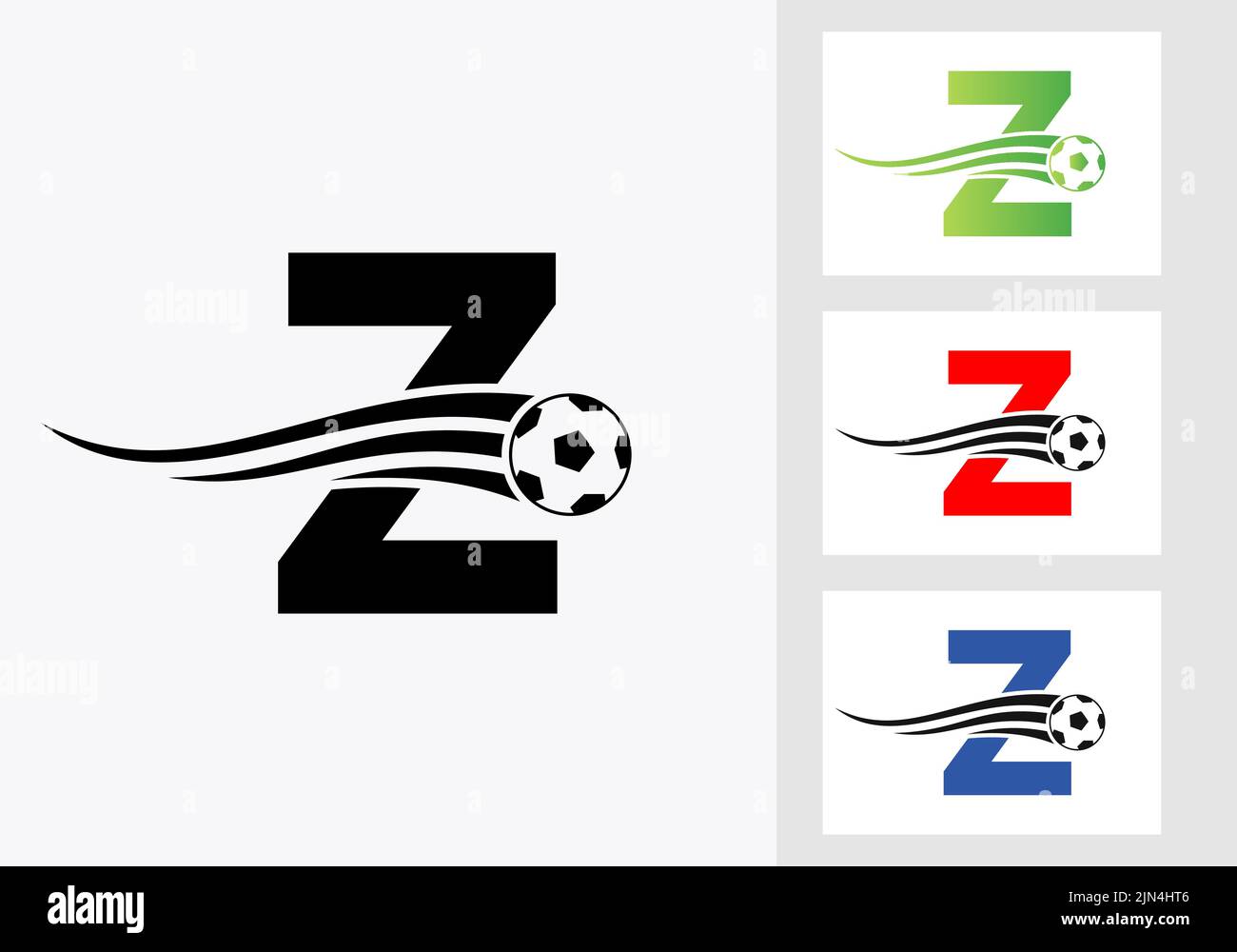 Soccer Football Logo On Letter Z Sign. Soccer Club Emblem Concept Of