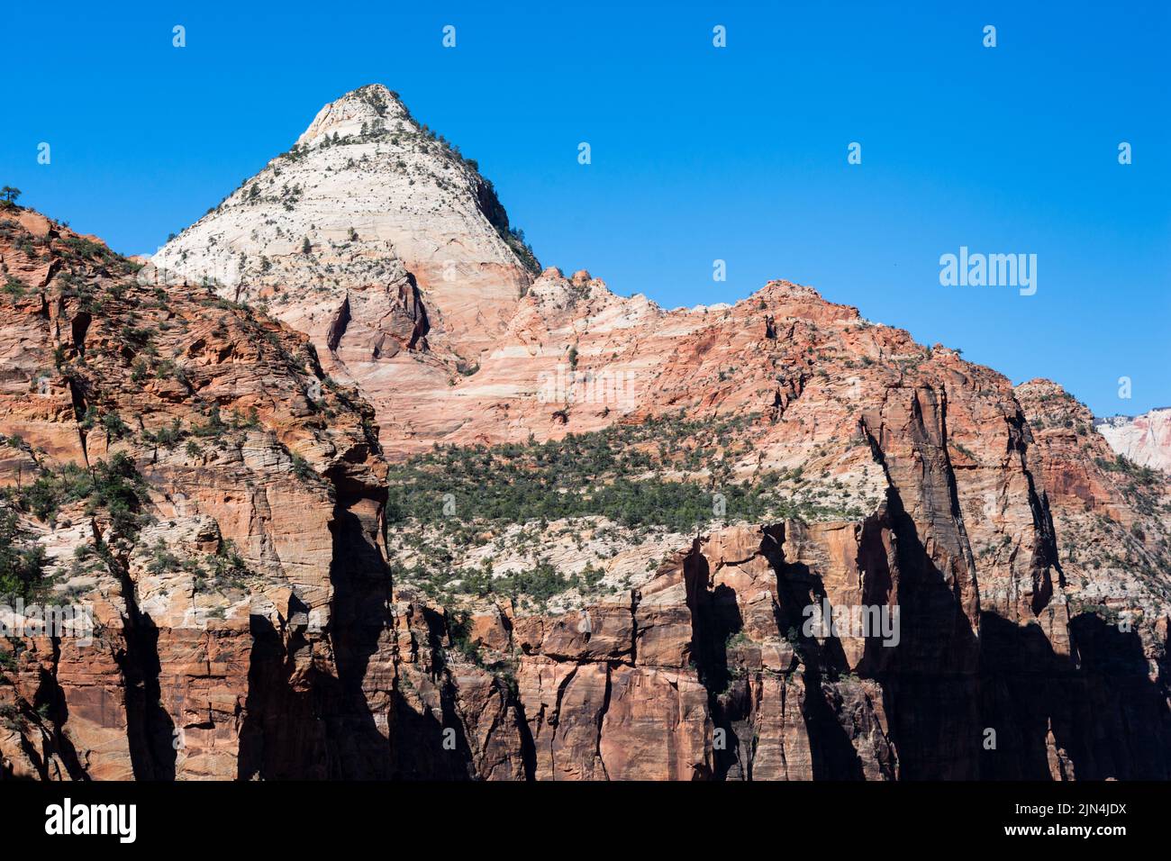 View of the Bridge Mountain from Canyon Overlook viewpoint - Zion National Park, Utah, USA Stock Photo