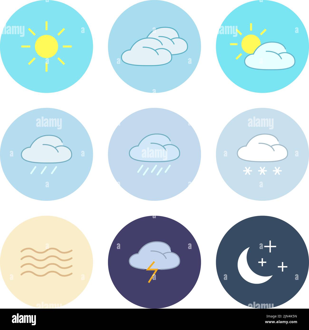 Vector set of weather and climate conditions icons Stock Vector