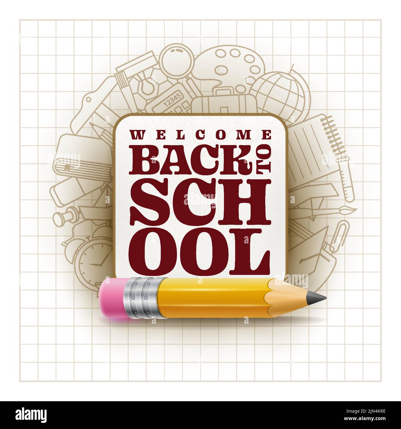 Vector design welcome back to school typography Stock Vector