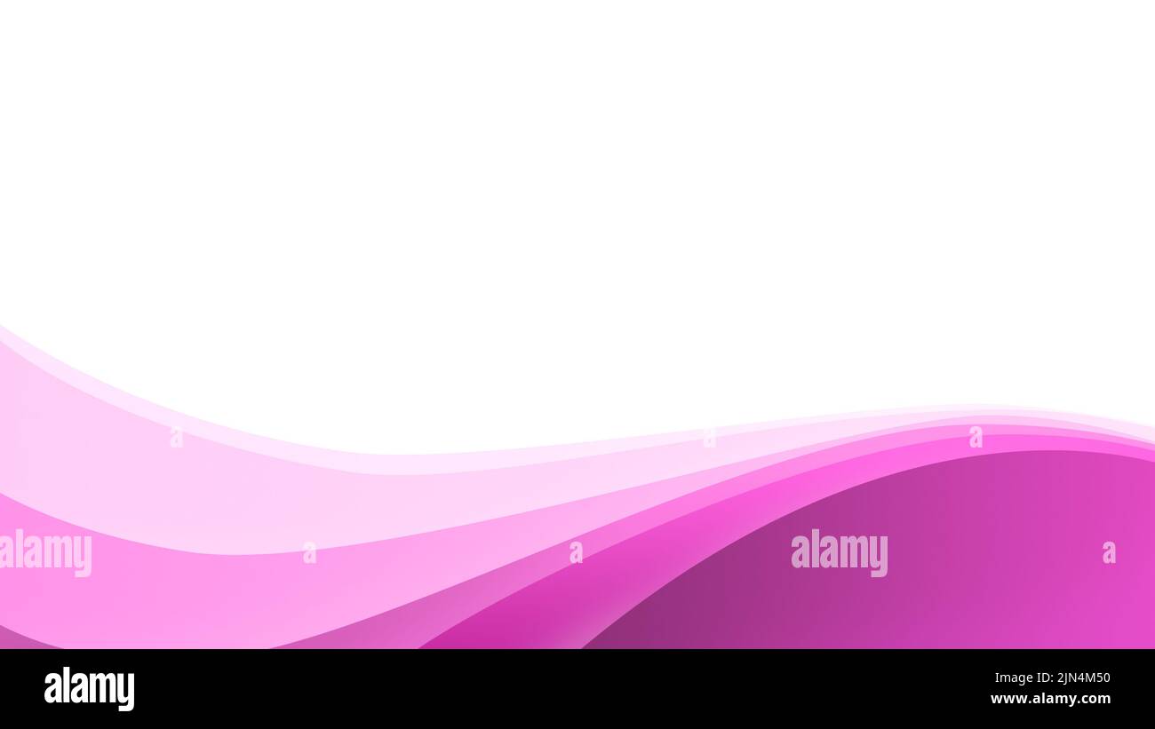 Ocean wave shape made of simple pink wavy lines on white. Simple abstract pink background with copy space. 4k resolution. Stock Photo