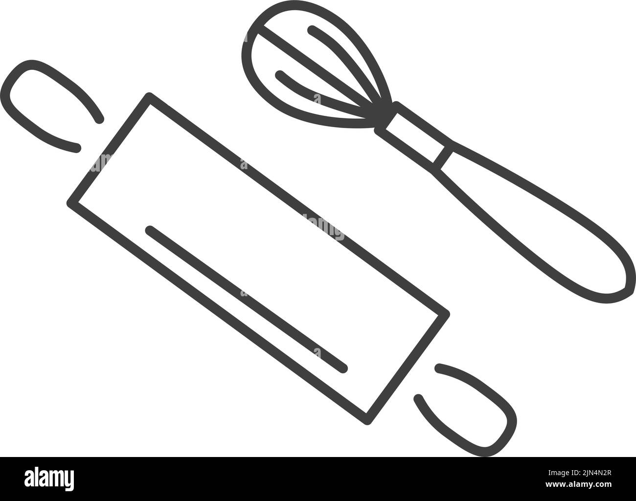 Rolling pin and whisker for mixing flour cooking Stock Vector