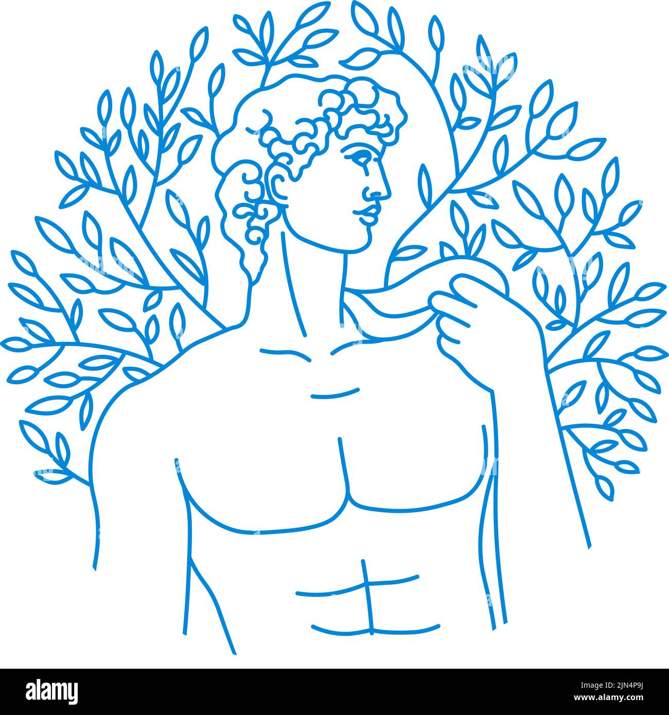 Portrait of bust of Greek male, ancient artwork Stock Vector Image