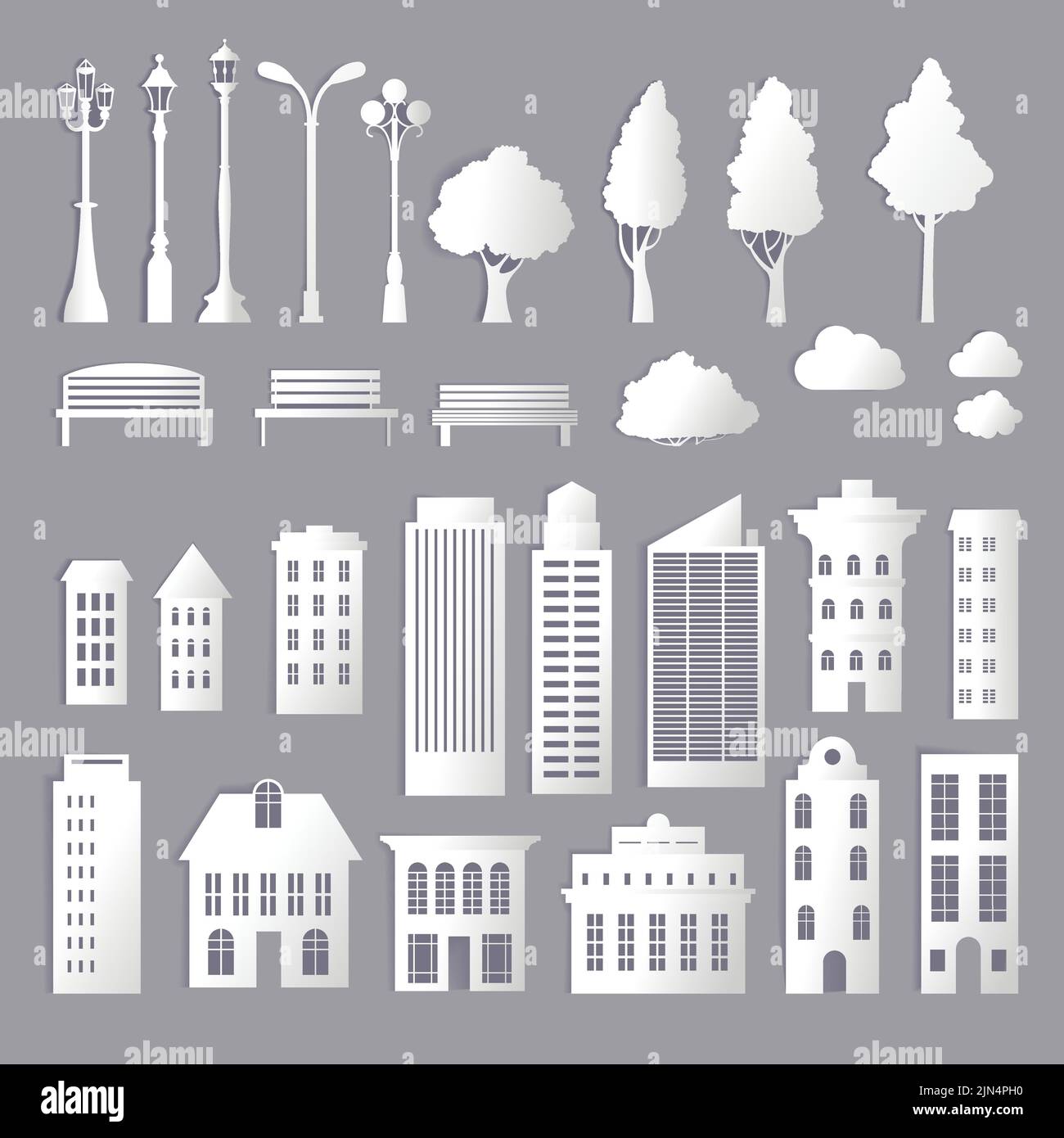 City infrastructure and architecture, park items Stock Vector