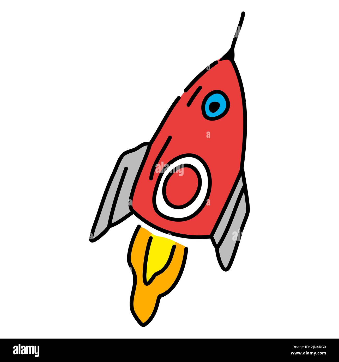 Rocket icon symbol sign, hand drawing doodle Stock Vector