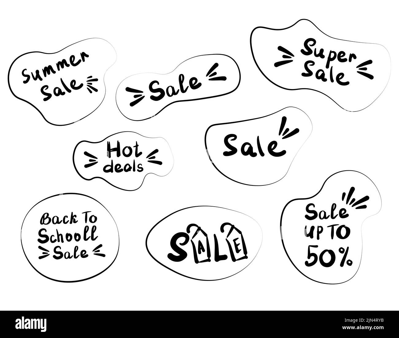 Promo Sales Lettering Sale lettering for banner, flyers, and postcards. Set of stickers for ...