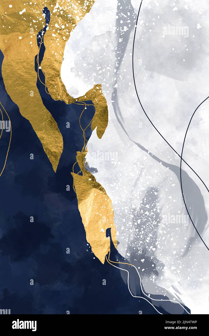 Luxury golden art deco wallpaper blue and gold Stock Photo Alamy