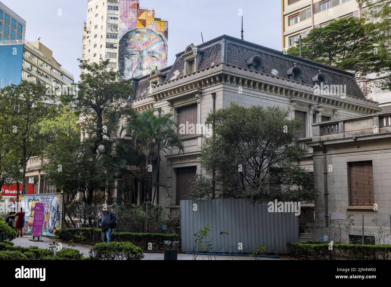 A building facade in French style in Paulista Avenue Stock Photo