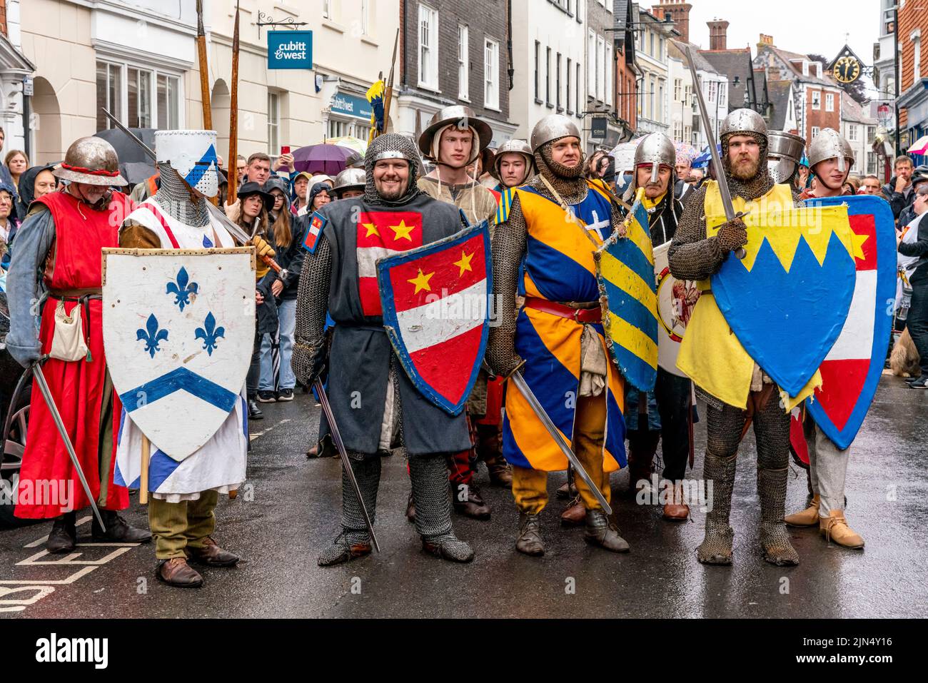 Men In Medieval Costume Prepare To Take Part In The Battle Of Lewes  Re-Enactment Event, Lewes, East Sussex, UK Stock Photo - Alamy