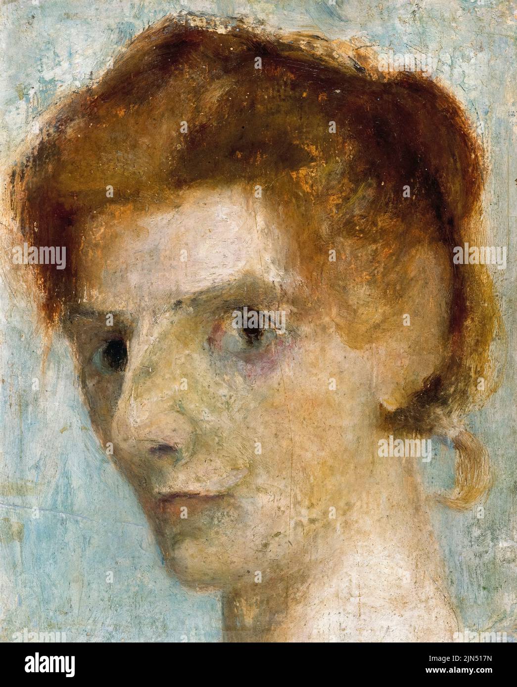Paula Modersohn Becker (1876-1907), Self-portrait painting in oil on paperboard, circa 1898 Stock Photo