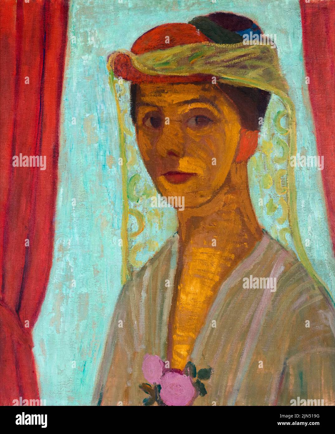 Paula Modersohn Becker (1876-1907), Self-portrait with hat and veil, painting in oil on canvas, 1906-1907 Stock Photo