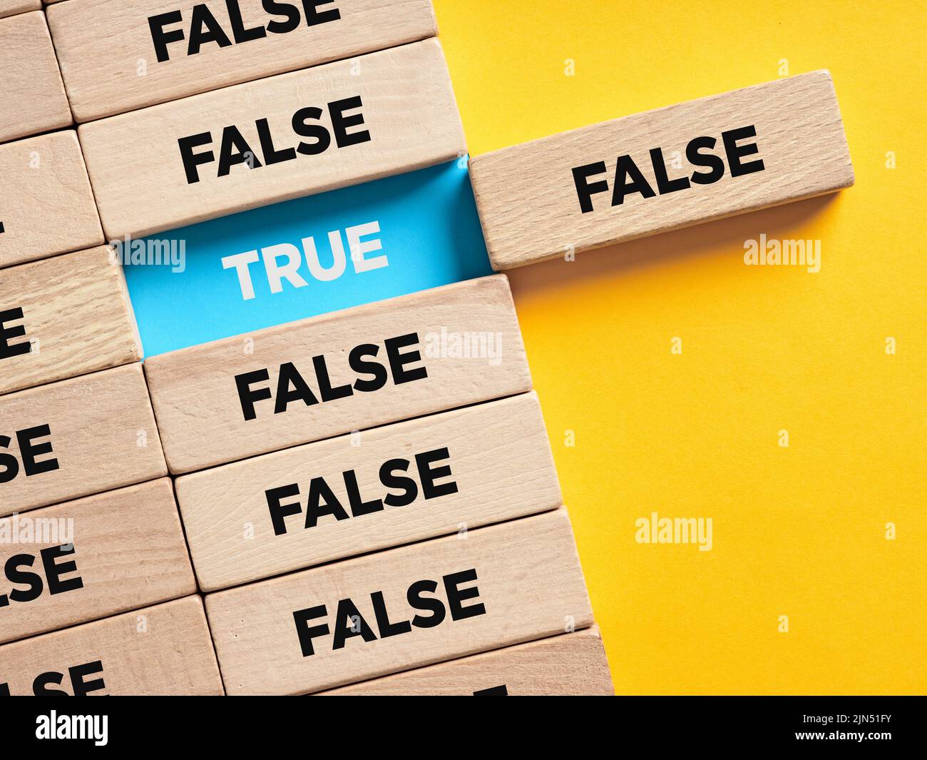 The dilemma between true and false. To discover the truth concept. Stock Photo