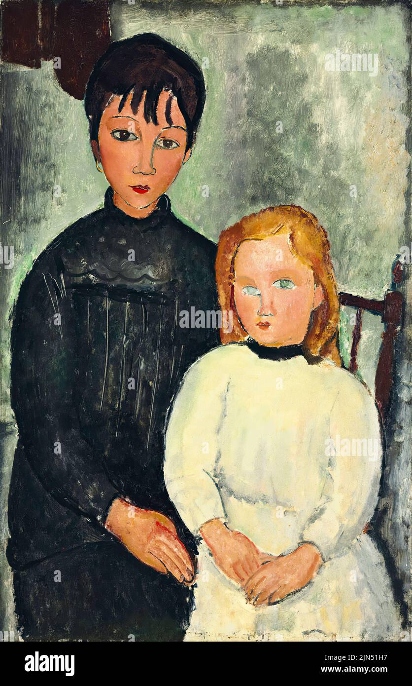 Amedeo Modigliani, Les deux filles (The two girls), portrait painting in oil on canvas, 1918 Stock Photo