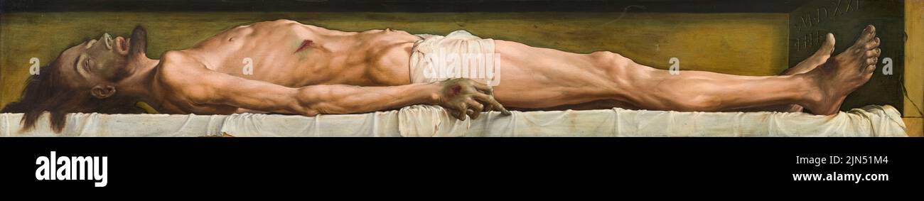 The Dead Christ in the Tomb, painting in oil on linden wood by Hans Holbein the Younger, 1528-1529 Stock Photo