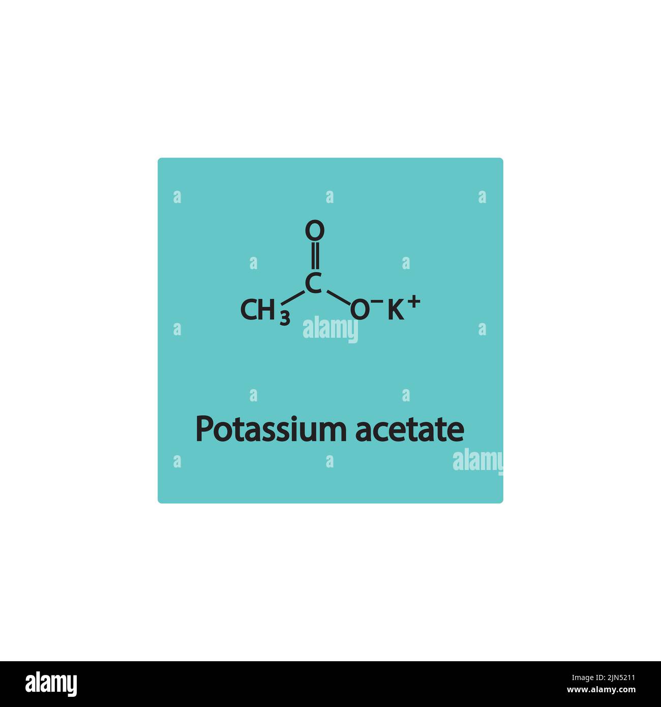 Potassium acetate chemical structure on blue background Stock Vector
