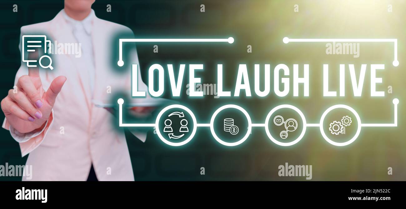 Hand writing sign Love Laugh Live. Internet Concept Be inspired ...