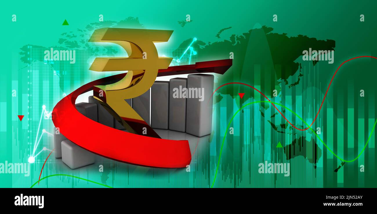 3d rendering Stock market online business concept. business Graph with ...