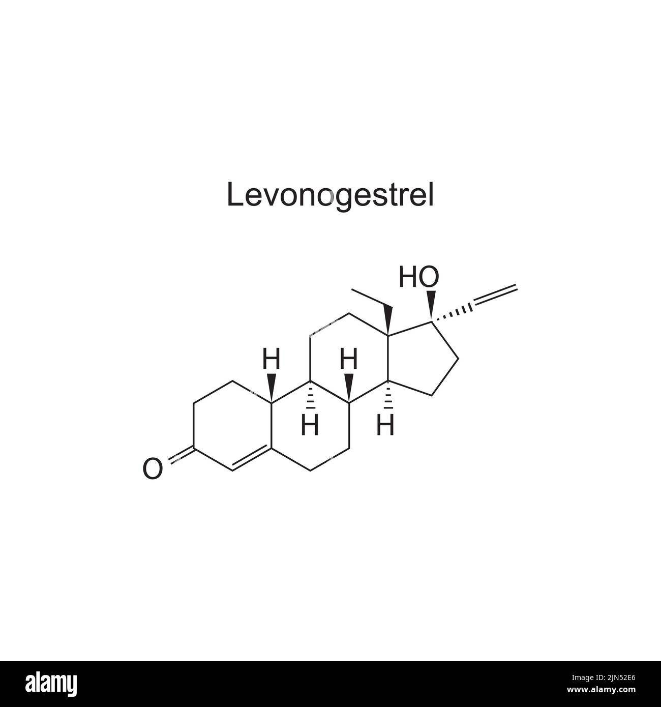 Levonogestrel hormone molecular structure on white background. Vector ...