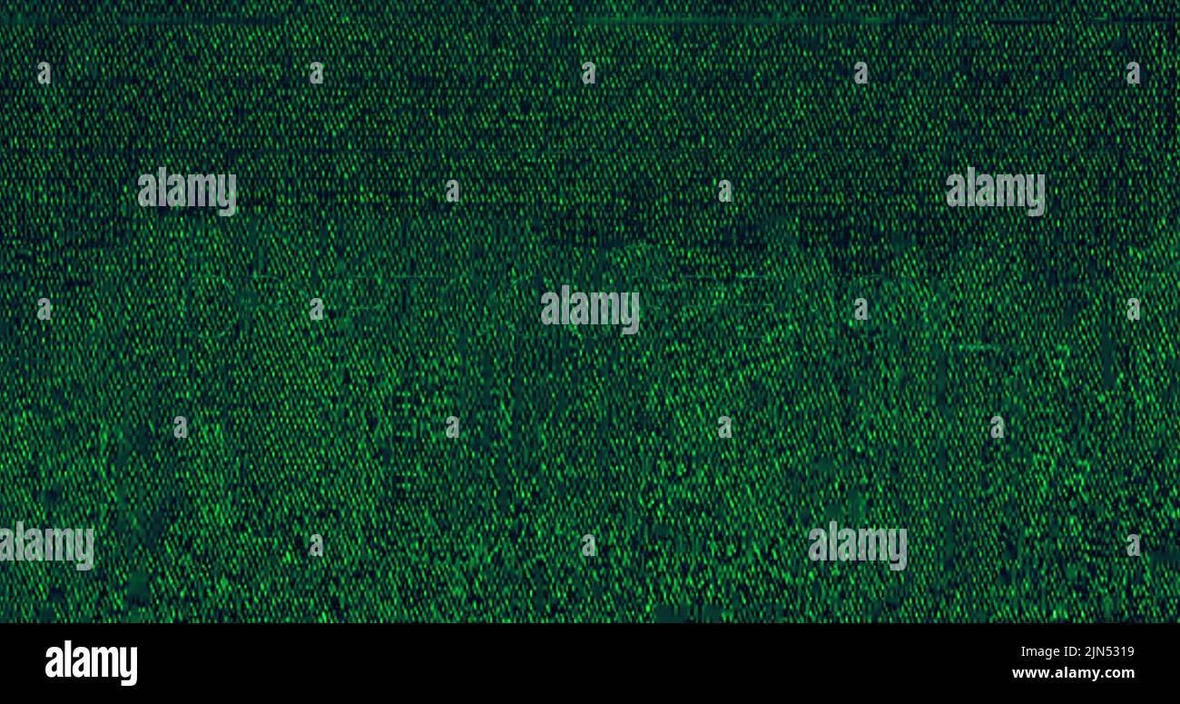 Image of interference over cryptocurrency text on black background Stock Photo