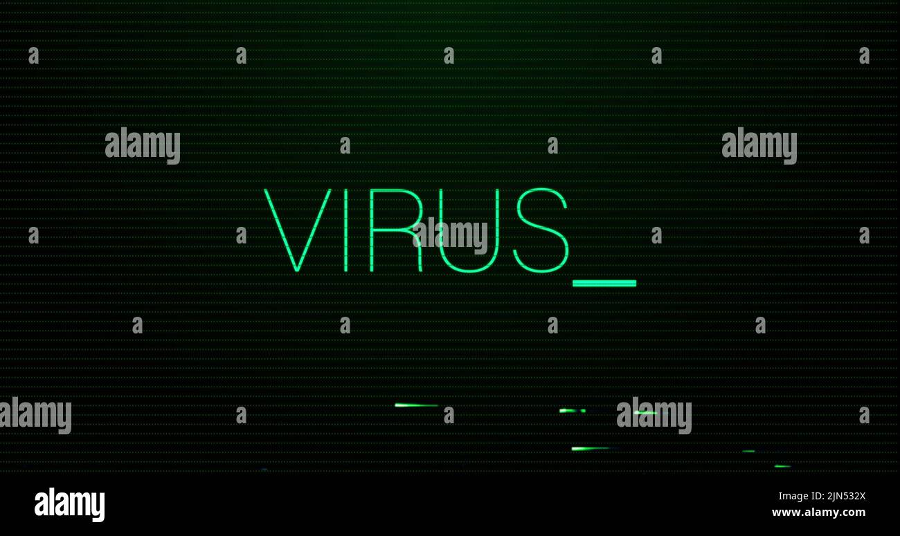 Image of interference over virus text on black background Stock Photo