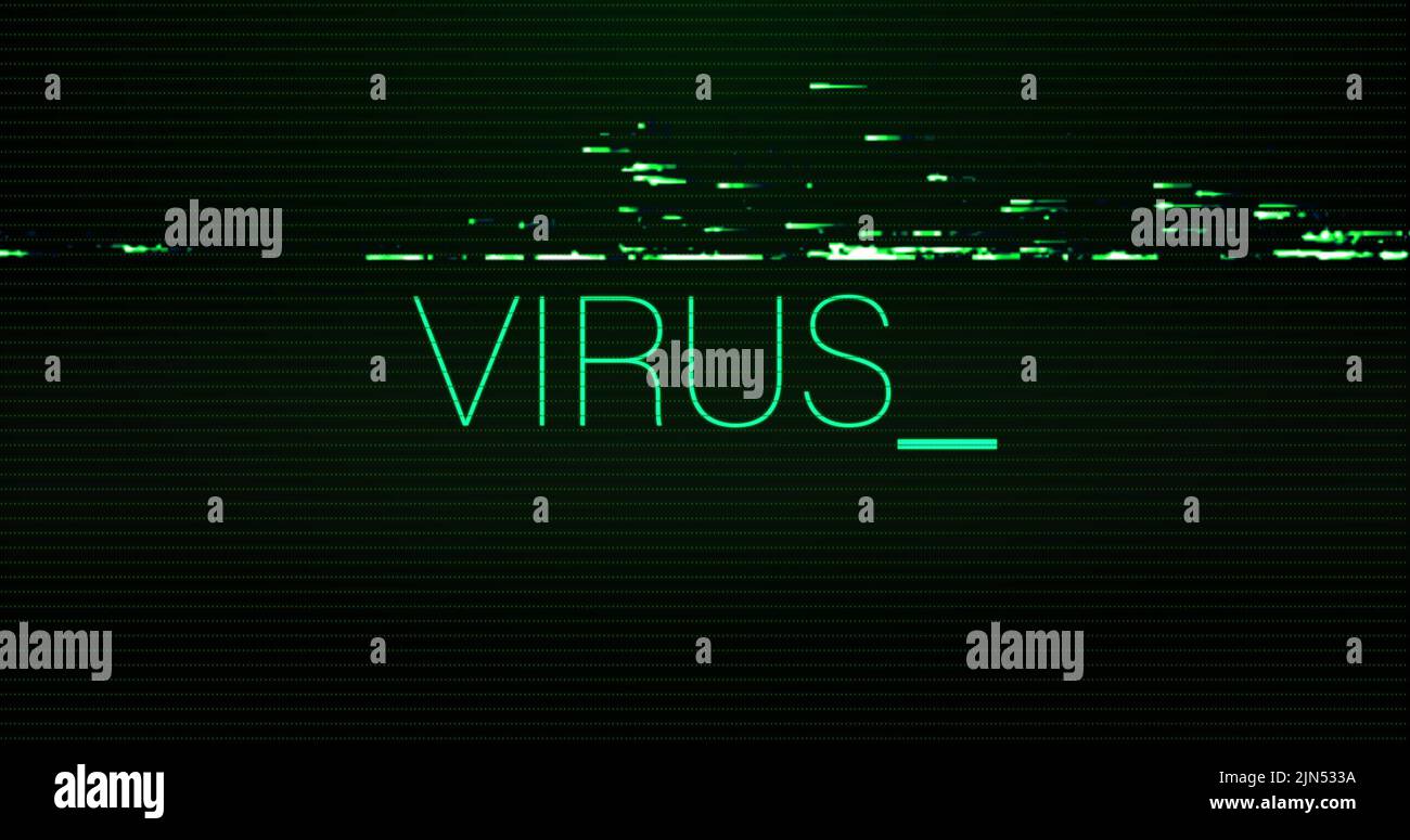 Image of interference over virus text on black background Stock Photo