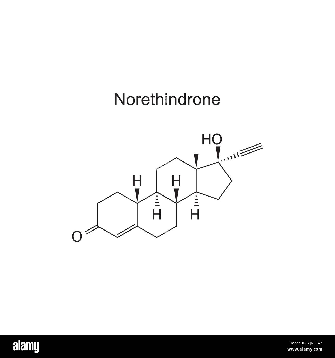 Norethindrone hormone molecular structure on white background. Vector ...