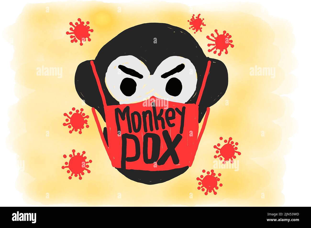 a Monkeypox Virus Illustration Painting Concept on white background Stock Photo