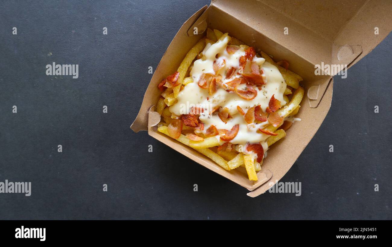 fried fries with with melted cheddar cheese or fried cheese with