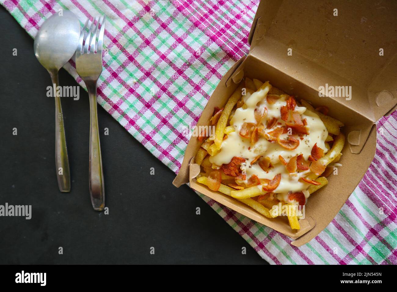 fried fries with with melted cheddar cheese or fried cheese with