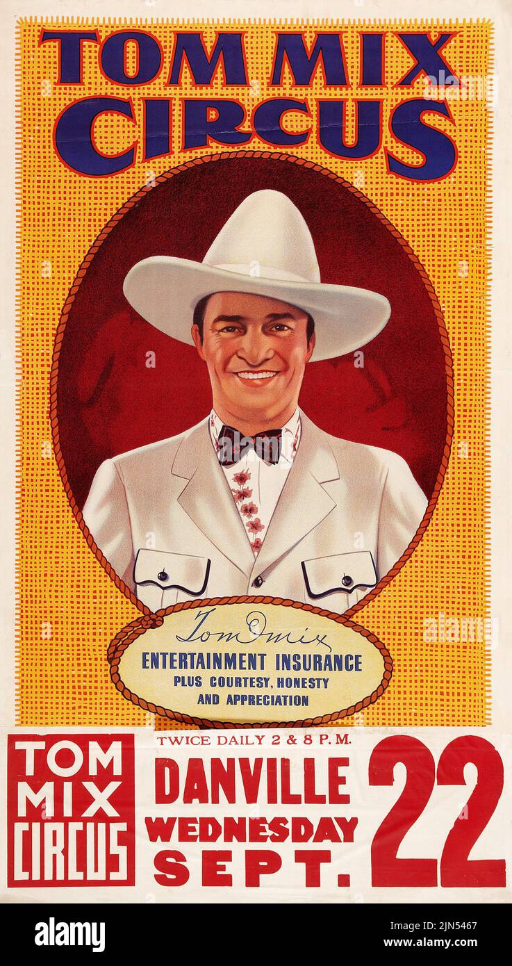 Tom Mix Circus Poster (Tom Mix Circus, 1937). Poster Danville Stock Photo
