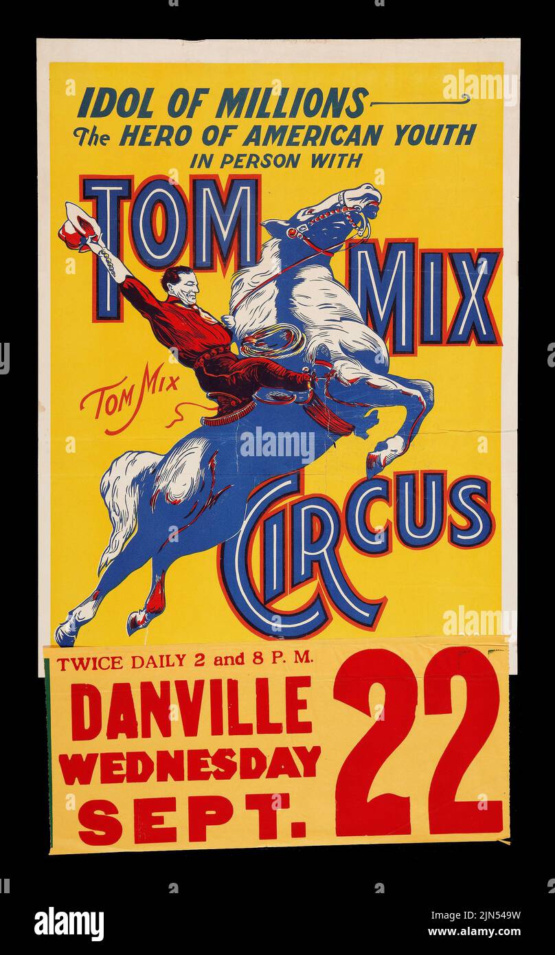 Tom Mix Circus Poster (Tom Mix, 1937). Circus Poster Stock Photo