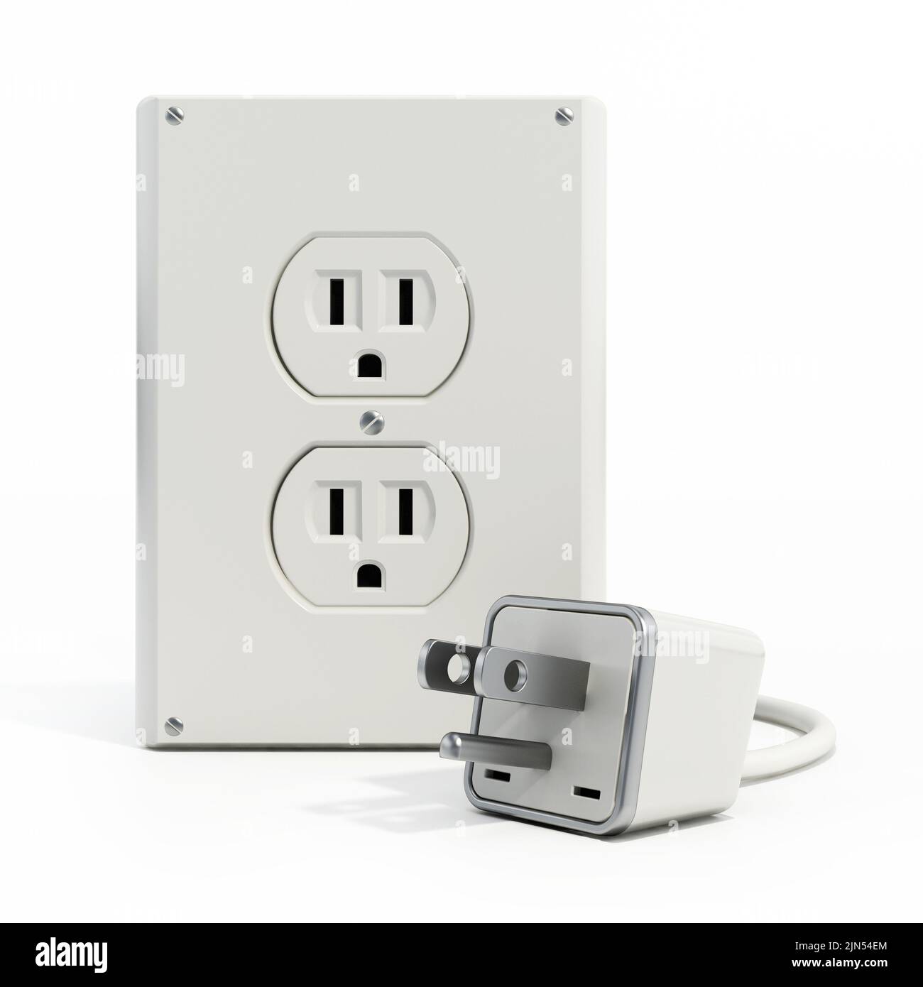USA type AC power plugs and sockets isolated on white background. 3D