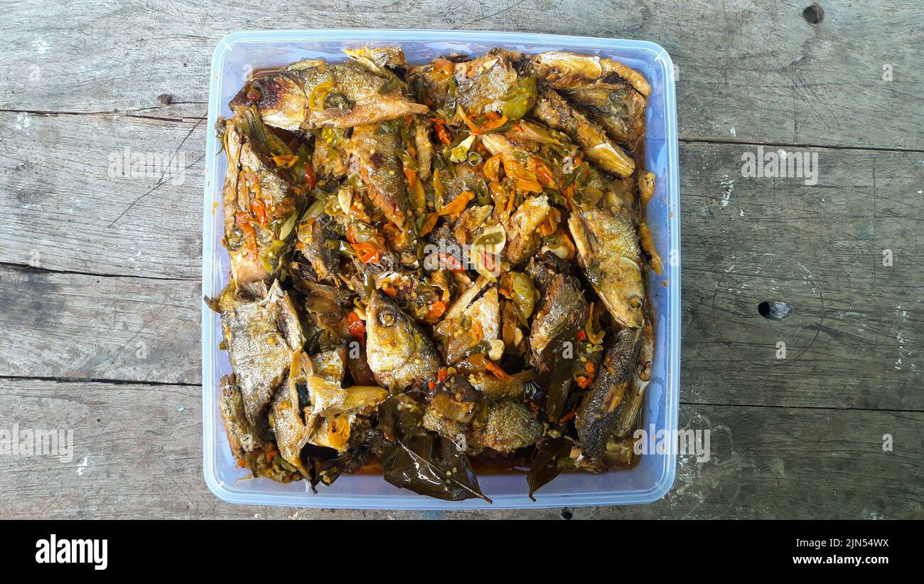 milkfish or ikan bandeng cooking with spicy taste Stock Photo