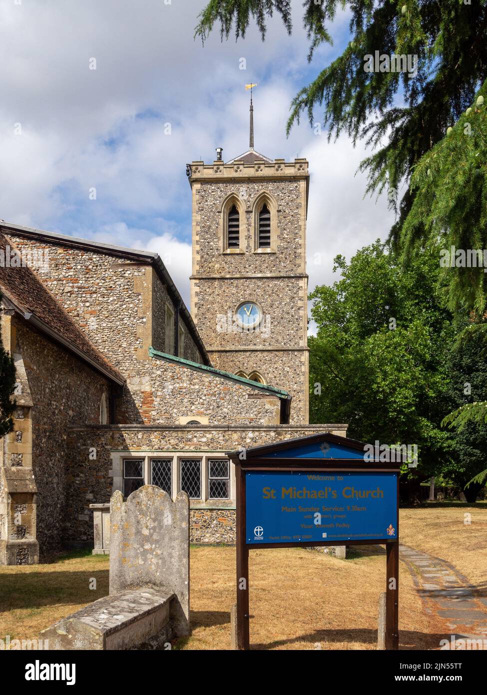 Parish church of St Michael, St Albans, Hertfordshire, UK; earliest parts date from 10th century Stock Photo