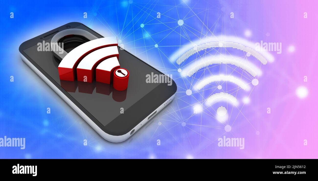 3d rendering Transmitter mobile WiFi protect lock Stock Photo Alamy
