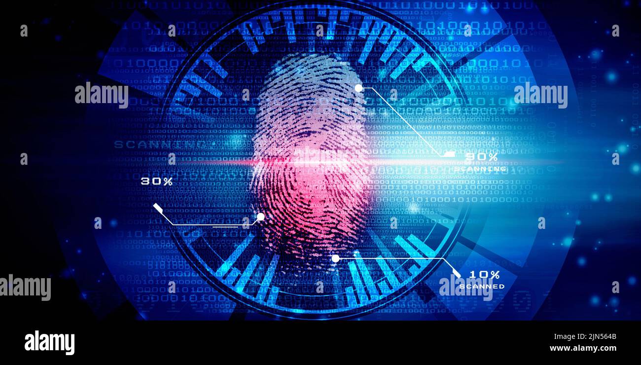 2d Illustration Fingerprint Scanning Technology Concept Stock Photo Alamy