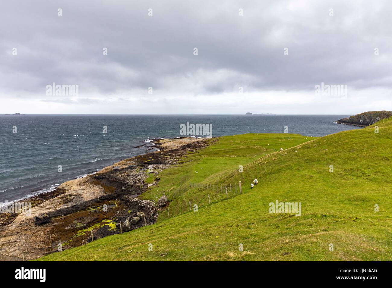 Isle of Skye landscape in summer, Duntulm hamlet area Trotternish,Scotland,Uk Stock Photo