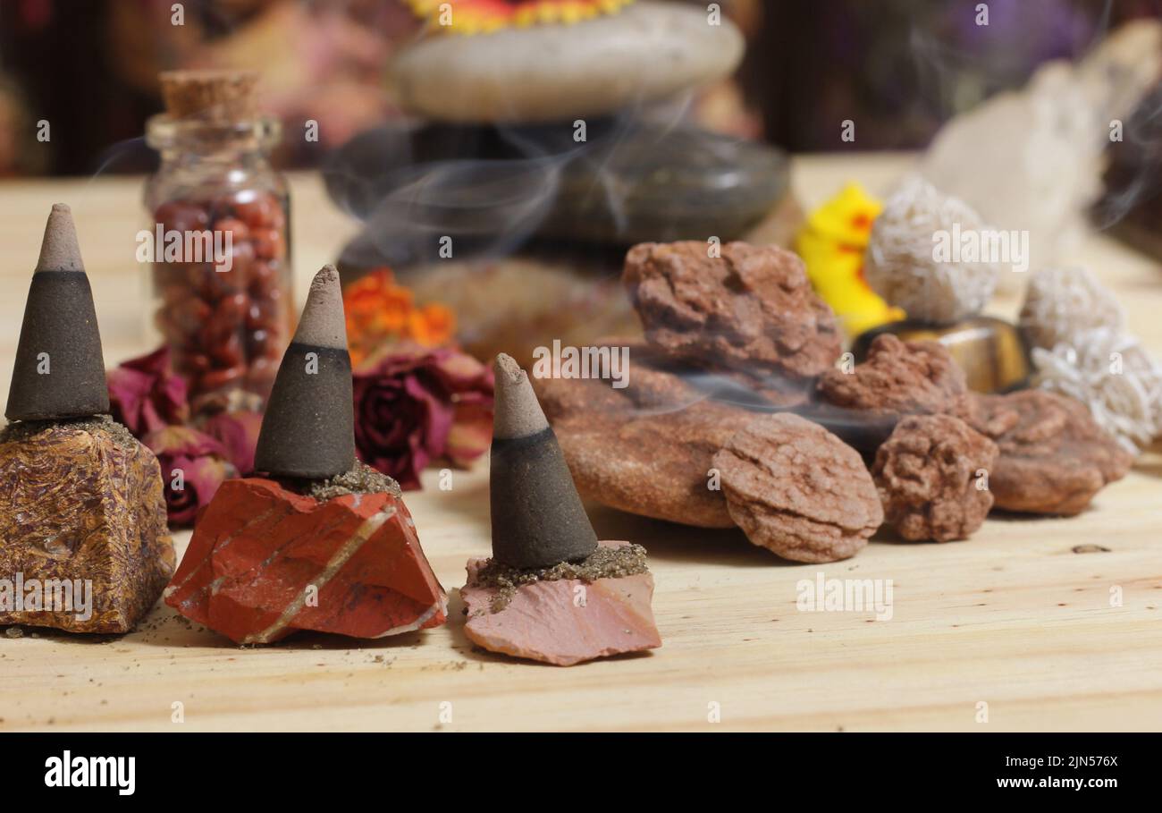 Desert Rose Rocks From Oklahoma on Meditation Altar Stock Photo - Alamy
