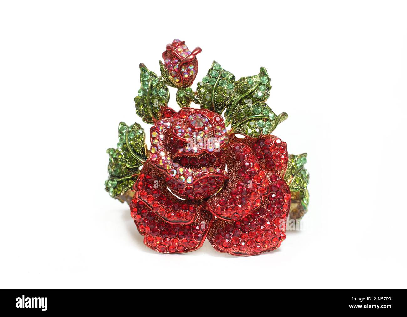 Antique Rhinestone Red Rose Isolated on White Background Stock Photo ...