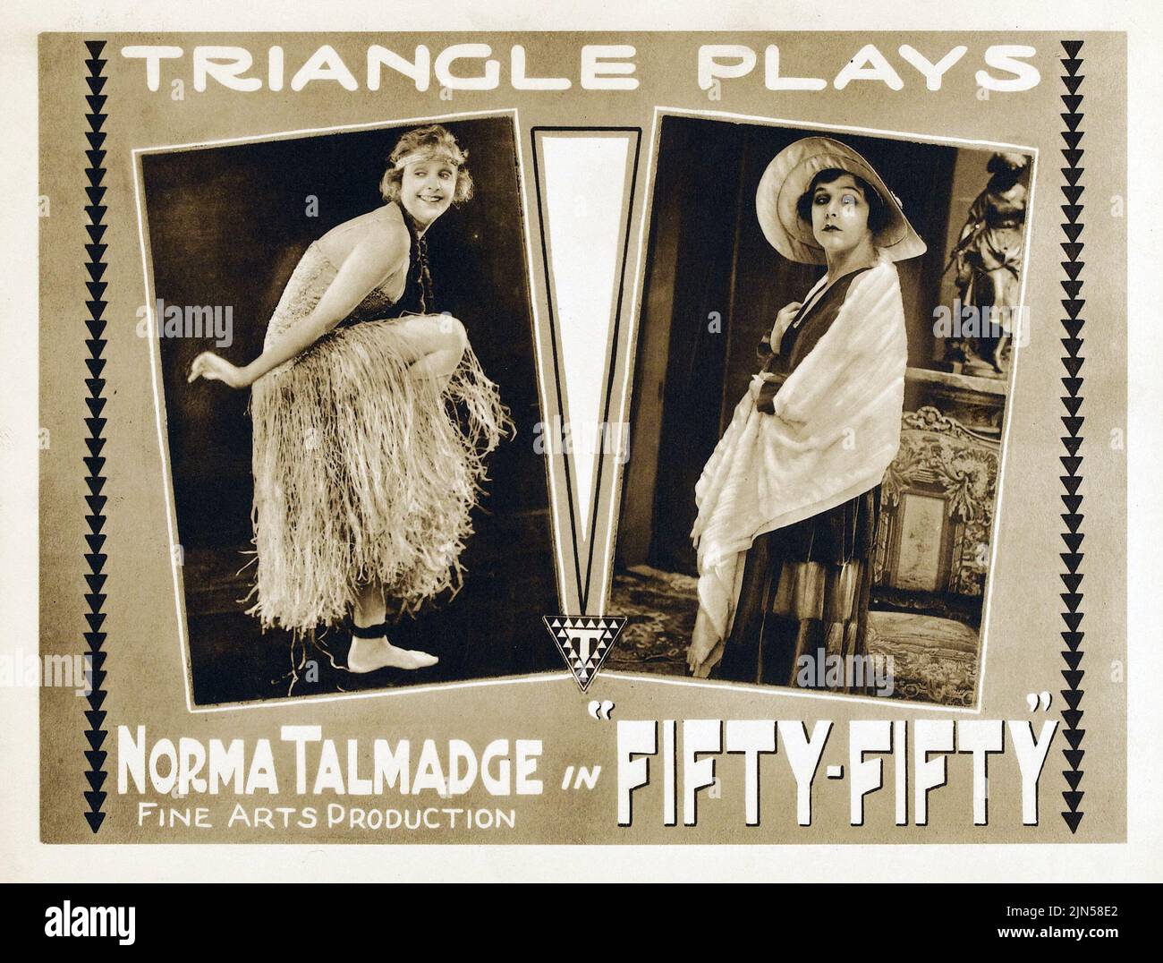 Norma Talmadge - Fifty-Fifty (Triangle Plays, 1916). Title Lobby Card Stock Photo
