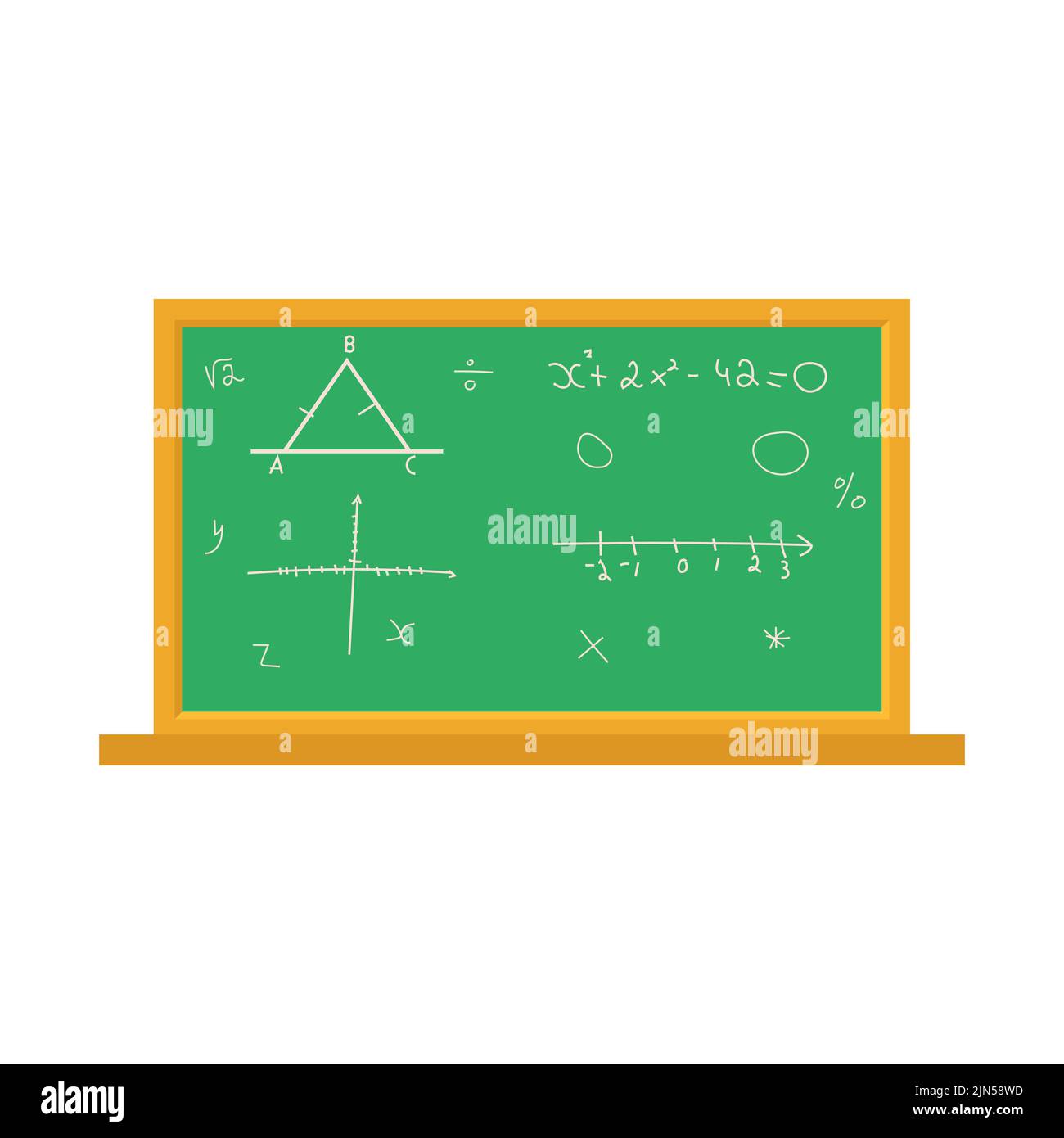 School chalkboard with different stuff. Back to school. Flat vector illustration Stock Vector