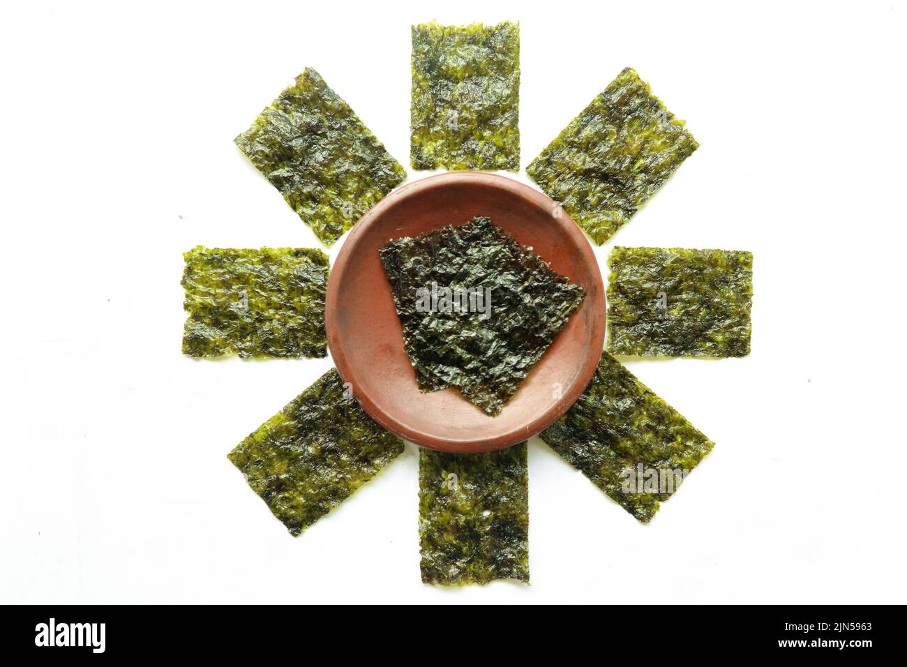 nori seaweed isolated on white background. Japanese food nori. Dry