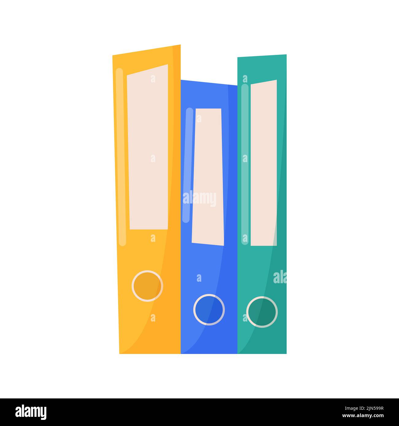 Office colorful folders isolated on white background. Flat vector illustration Stock Vector