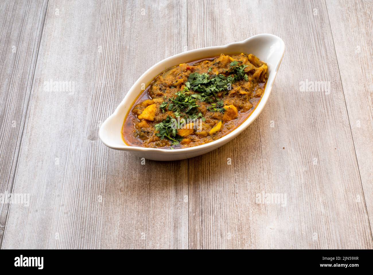 Doncaster, UK - 2019 Mar 21: Chicken Bhuna from Goa Indian Stock Photo