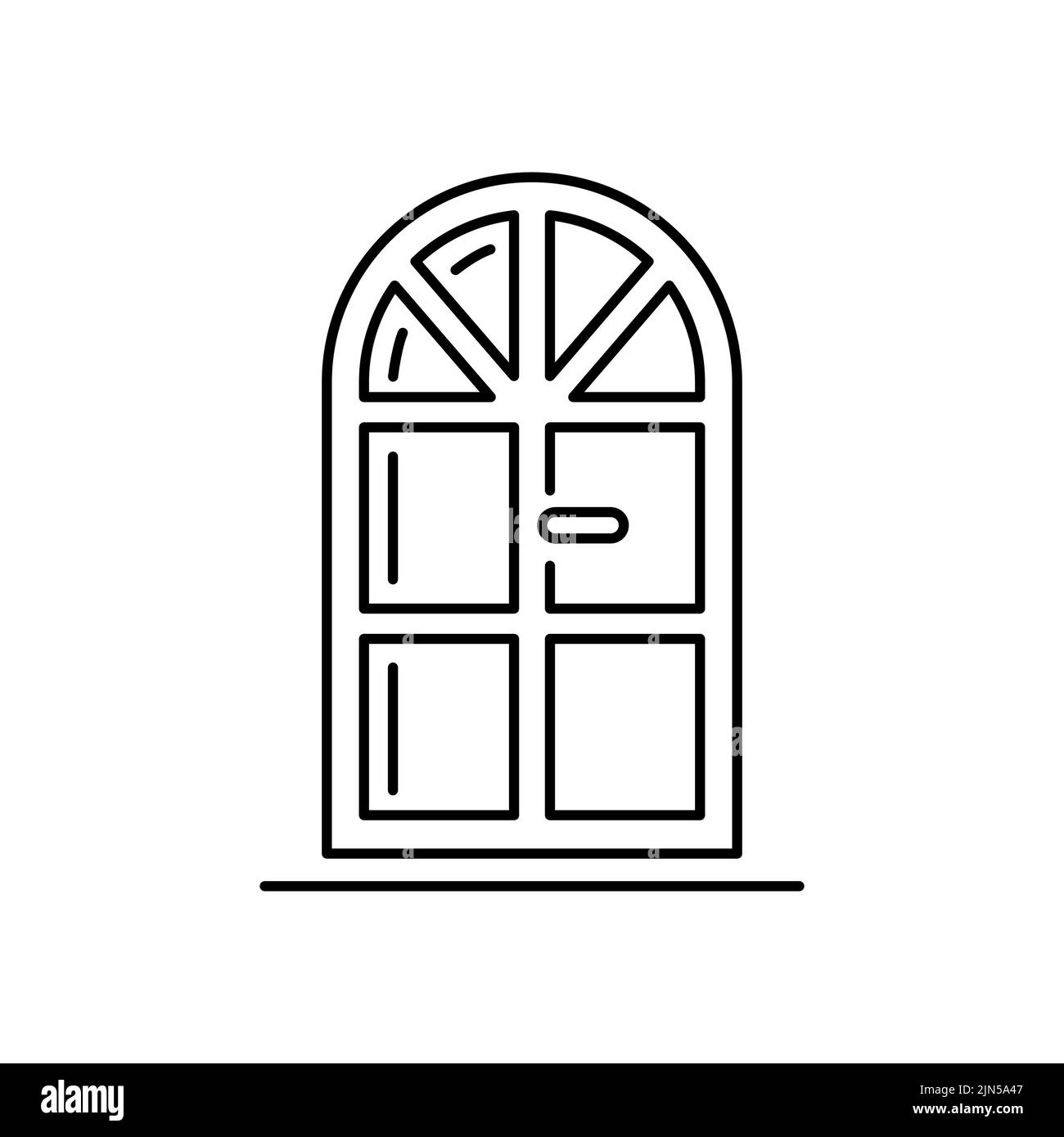 Round Windows icon, Linear style. Vector Architecture elements. Line